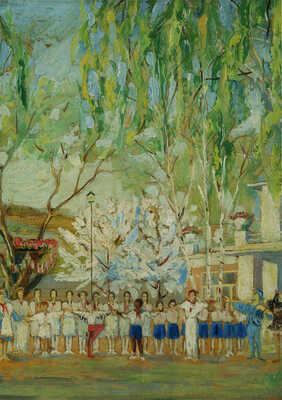 Зимин Владимир Михайлович. Эскиз декорации к III акту балета "Аистёнок"